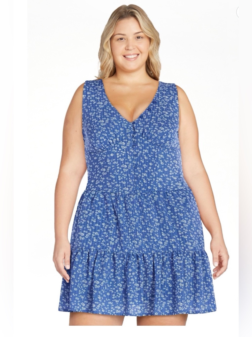 Kacey Lee Sleeveless Tiered V Neck Dress